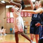 JaKenya Hoskins looks to score for the Wolves.(Photo by John Fisken)
