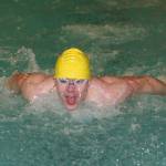 Micah Franklin, shown here competing in a meet earlier this season, placed ninth in the district 200-yard individual medley Friday. (Photo by John Fisken)