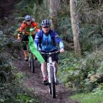 Matt Plush (front) and Brad Nelson test out the trails a week before the 2017 Mussels in the Kettles ride. Each year, the Whidbey Island Bicycle Club pre-stages and sets up the trails to prepare for the annual rides. (Photo provided)