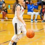 Seventh-grader Brainna Richard calls out a play.(Photo by John Fisken)