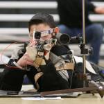 James Hart sets up for a photo before the shooting competition last weekend. Hart earned a spot in the National Junior Olympic Championships.(Photo by John Fisken)