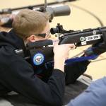 Trevor Westman takes aim for the Oak Harbor sporter rifle team.(Photo by John Fisken)