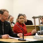 (Photo by Jessie Stensland / Whidbey News Group)                                Michelle Nichols, sitting next to attorney David Carman, was sentenced to more than 10 years in prison in Island County Superior Court Monday for vehicular homicide.