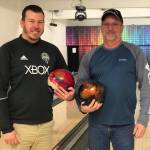 Ross Ramsdell, left, and James Ehlert each bowled a 300 game at the Whidbey Island USBC tournament earlier this month. (Submitted photo)