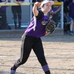 Oak Harbor pitcher Cierra LeGendre throws to first after fielding a ground ball.(Photo by John Fisken)
