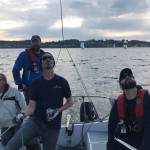 The crew of Wind Warrior, skippered by Dean Vandament, sets sail. (Photo by Emily Socha)