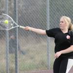 Jaimee Masters smacks a forehand.(Photo by John Fisken)