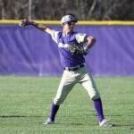 Oak Harbor left fielder Caleb Fitzgerald tosses the ball back into the infield.(Photo by John Fisken)
