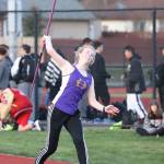 Cami Bristow takes first place in the javelin. (Photo by John Fisken)