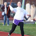 Grace Nowicki lets the javelin fly.(Photo by John Fisken)