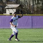 Left fielder Aaron Martinez settles under a fly ball.(Photo by John Fisken)