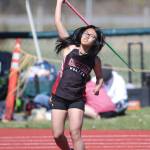 Mikaela Labrador competes in the javelin for Coupeville.(Photo by John Fisken)