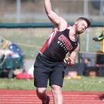 Chris Battaglia fires the javelin for the Wolves. (Photo by John Fisken)