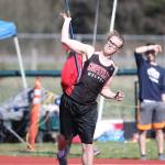 Brian Casey lets the javelin fly.(Photo by John Fisken)