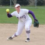 Third baseman Maddy Tucker prepares to through across the diamond.(Photo by John Fisken)