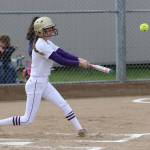 Miranda Wilson collects one of her two base hits in Tuesdays game.(Photo by John Fisken)