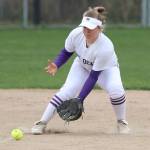 Oak Harbor shortstop Kayla Crocker looks in a ground ball. (Photo by John Fisken)