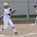 Oak Harbor Cierra LeGendre attacks a pitch in Tuesdays game with Archbishop Murphy.(Photo by John Fisken)