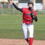 Coupeville shortstop Chelsea Prescott throws to first for an out.(Photo by John Fisken)