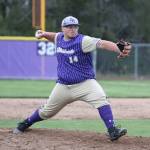 Noah Miller closes out the seventh inning for Oak Harbor.(Photo by John Fisken)