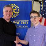 Photo provided.                                Todd Krantz presents Matthew Rosencrans with his certificate.