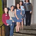 Photos provided. Pictured from left to right are scholarship recipients Natalie Hahn of Oak Harbor High School, Madison Rixe of Coupeville High School, Carli Newman of South Whidbey High School, Sierra Brackeen of Oak Harbor High School, and AAUW Academic Scholar Chair Angie Homola.