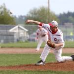 Matt Hilborn throws a pitch in his three-hitter Friday. (Photo by John Fisken)