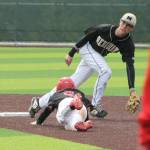 Hawthorne Wolfe steals second base for Coupeville.(Photo by Jim Waller/Whidbey News-Times)