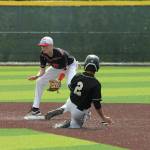 Coupeville second baseman Daniel Olson waits for the ball during a Meridian steal attempt.(Photo by Jim Waller/Whidbey News-Times)