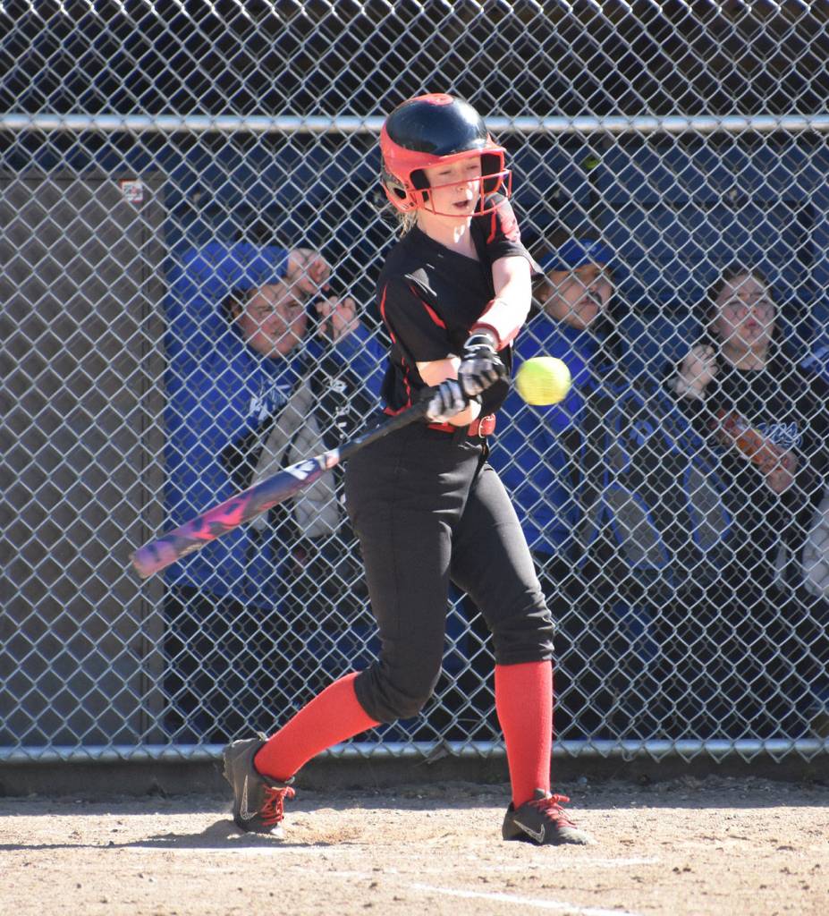 Mackenzie Davis attacks a pitch in Tuesdays game.(Photo by Karen Carlson)