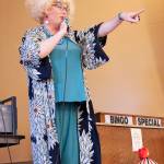 (Photo by Laura Guido/Whidbey News-Times)                                Sylvia OStayformore, otherwise known as Benjimen Blair, sings a rendition of Say a Little Prayer during a break at Not Your Grandma Bingo Saturday at Bayview Hall. The event raised approximately $5,000 for Island Senior Resources.