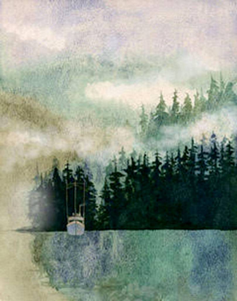 Fishing on a Foggy Day by Loren Iwerks, featured artist at Artworks Gallery, Greenbank Farm.
