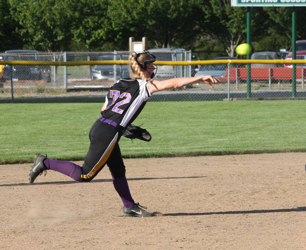 Shortstop Jasmine Zinger rifles a throw to first base.(Photo by Jim Waller/Whidbey News-Times)