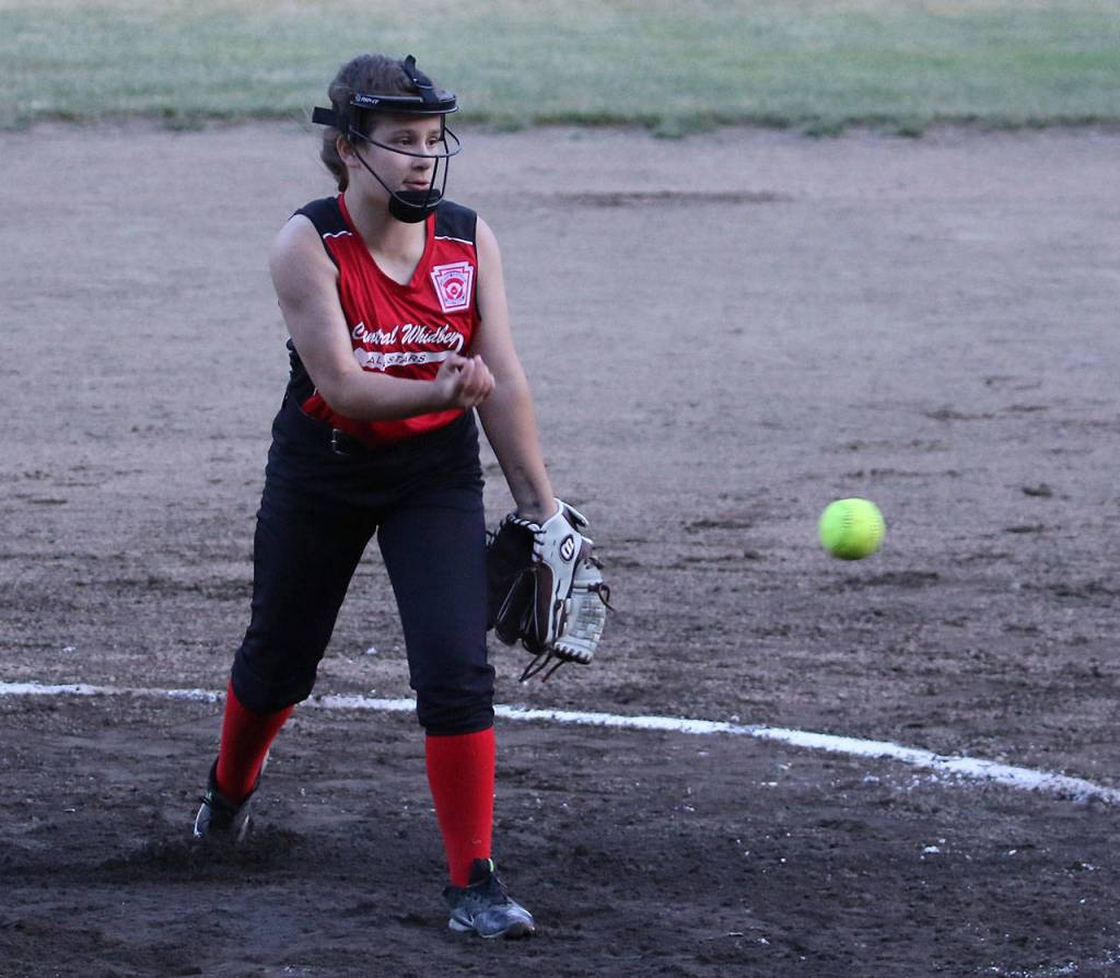 Chloe Marzocca throws a pitch in relief of starter Savina Wells.(Photo by John Fisken)