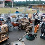 (Photo by Maria Matson/Whidbey News-Times)                                Items for the sale fill both the inside and outside of school buildings.