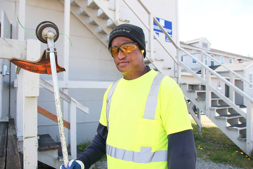 New Leaf employee helps keep base looking good