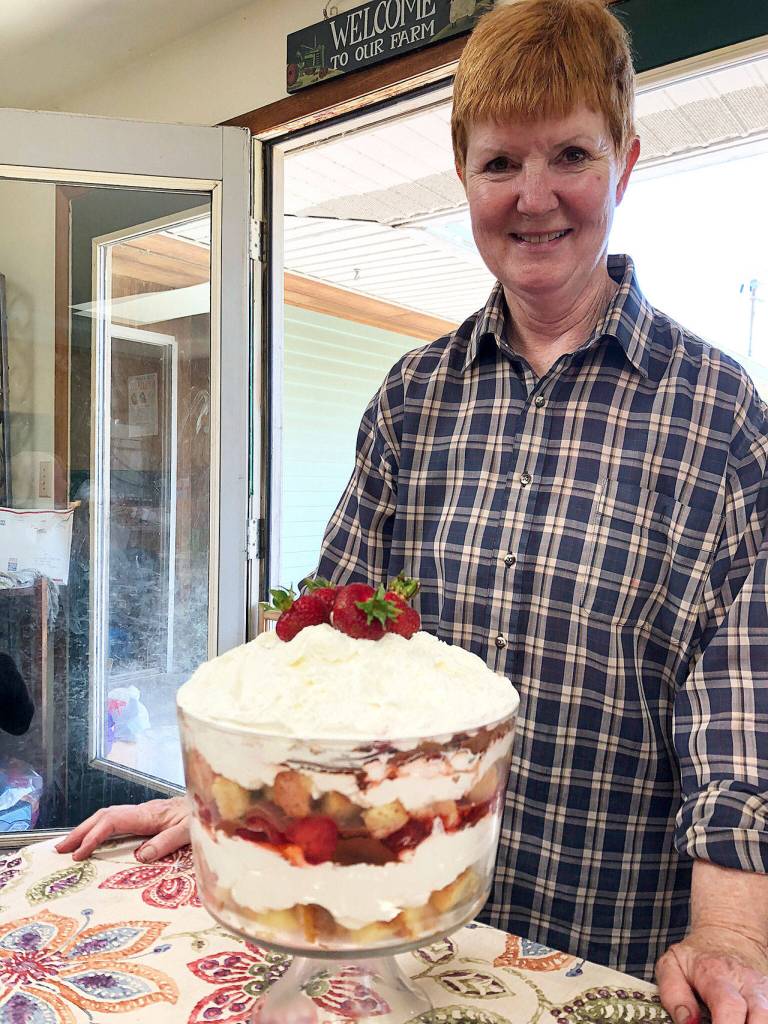 Jacque Hildreth with the strawberry cheesecake trifle. Photo provided