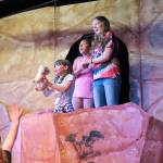 From left, Olivia Valencia, who plays a mouse, lioness Khloe Ramos and elephant Gwyneth Sellers. The cast members were trying out new characters at a July 10 rehearsal.                                (Photo by Maria Matson/Whidbey News-Times)