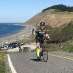 Jen Wuest of Clinton climbs a hill near Ebeys Landing as she tackles the 20-mile route of the Sea, Trees Pie Bike Ride on Central Whidbey Island Sunday. Photo courtesy of Ron Newberry