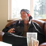 Jakes House resident Chad Wood speaks at a recent house meeting. He is the newest resident at the North Whidbey sober house, operated by Mighty to Save Ministries.