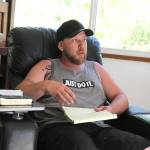 Jonathan Forbes leads a discussion Monday evening at Jakes House. He is a live-in advisor for the North Whidbey sober home.