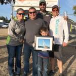 The crew of first-place Lemonade is Rachel Polly, left, Jason Polly (skipper), Dale Hendrickson, Chad Saxton and Ray Polly, front.
