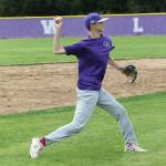 Third baseman Brock Boyer tosses across the diamond.(Photo by Jim Waller/Whidbey News-Times)