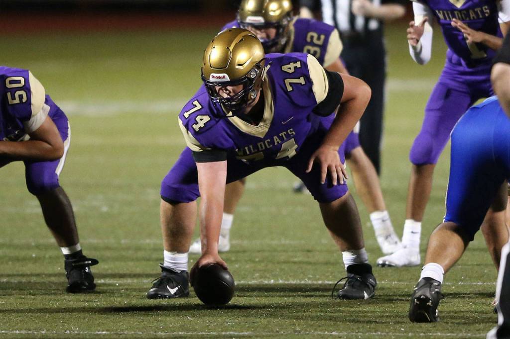 John Leete prepares to hike the ball for Oak Harbor.(Photo by John Fisken)