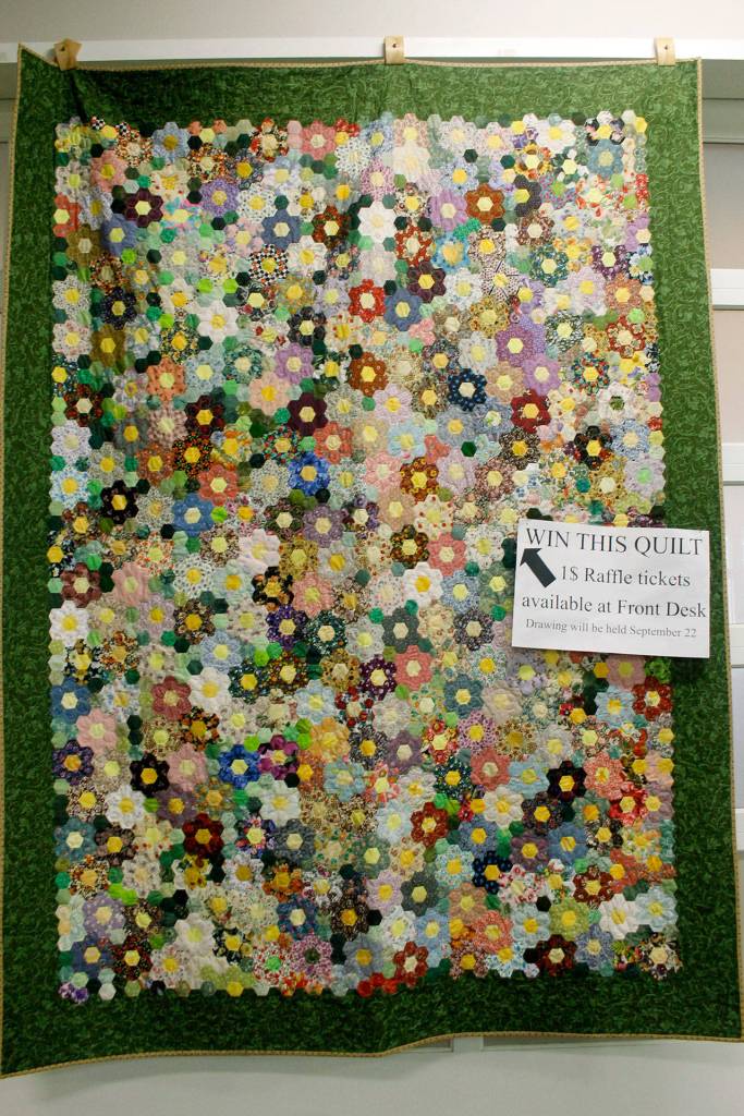 This quilt will be raffled off at the weekend show.