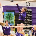 Payton Parks collects a kill for the Wildcats.(Photo by John Fisken)