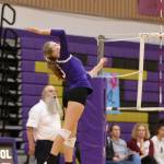 Lacey Zylstra hits in Tuesdays match with Cedarcrest.(Photo by John Fisken)