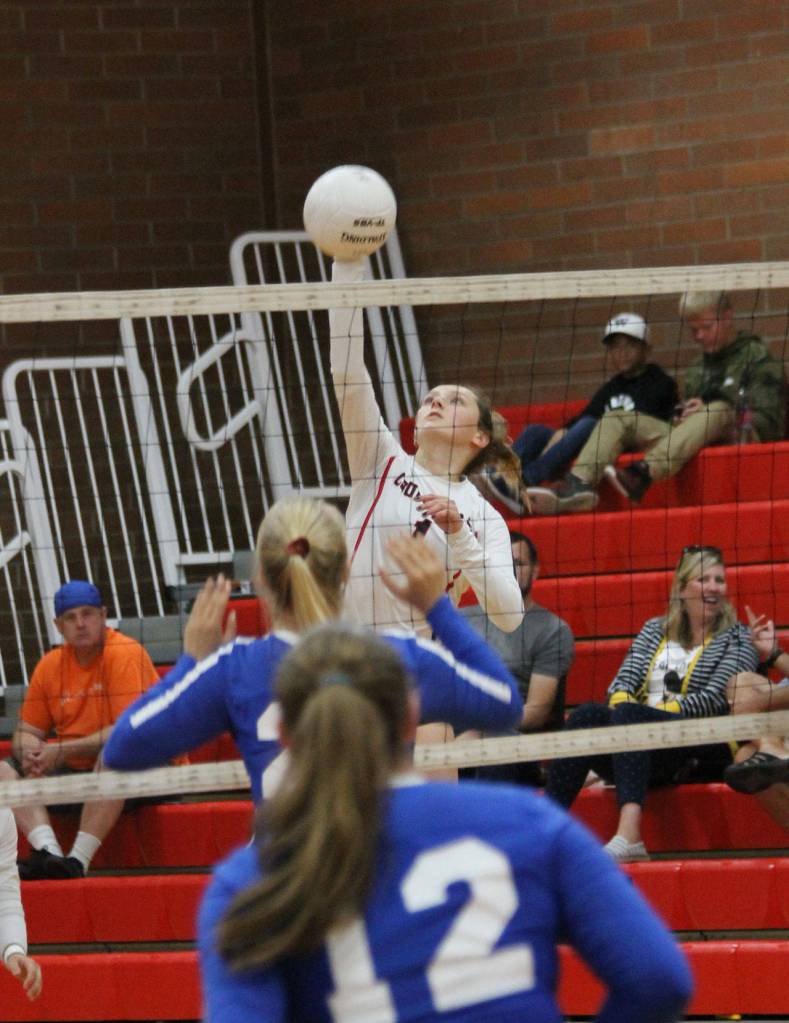 Zoe Trujillo goes on the attack for Coupeville.(Photo by Jim Waller/Whidbey News-Times)