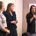 Island County Commissioner Helen Price Johnson speaks at a League of Women Voters event Thursday night at Whidbey Golf Club. She is joined by commissioners Jill Johnson, center, and Janet St. Clair, at left. Photo by Laura Guido/Whidbey News-Times