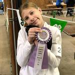 Freeland resident Zoe Wilson and her guinea pig, Lola, show off the ribbon won at this years state fair. Photo provided